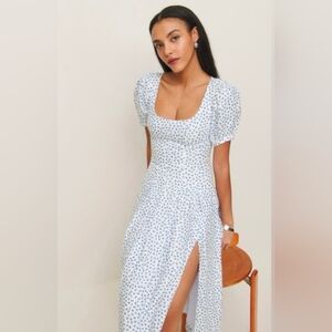 Reformation Blue and White Floral Midi Dress